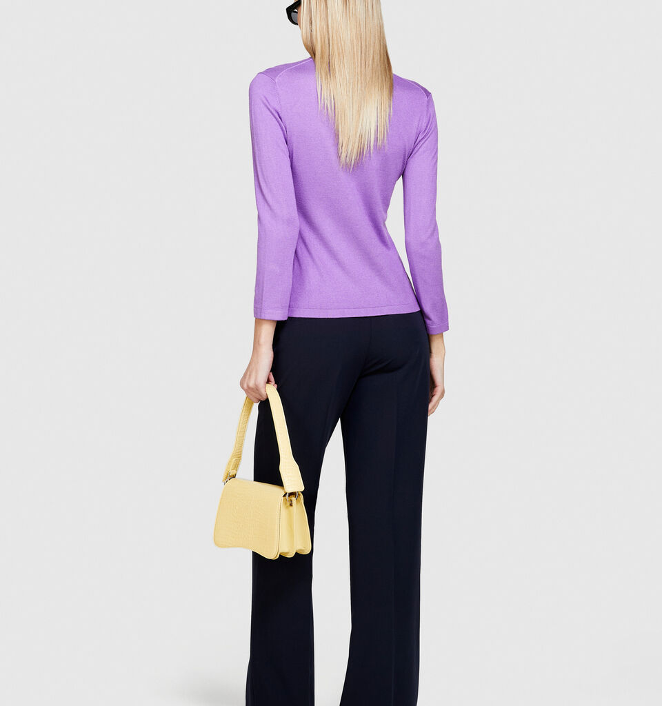 Turtleneck in silk blend - women's high neck sweaters - Lilac | Sisley image number 3
